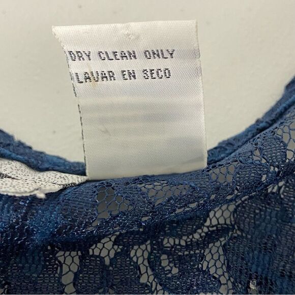 Vintage Blue Lace Midi Dress M-L Romantic Grunge Feminine Cottagecore Whimsigoth - Picture 10 of 13